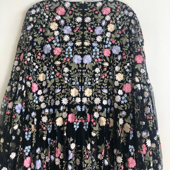 Mac Duggal  Floral Tulle Puff-Sleeve Maxi Gown Size 14 NWT - Picture 8 of 10